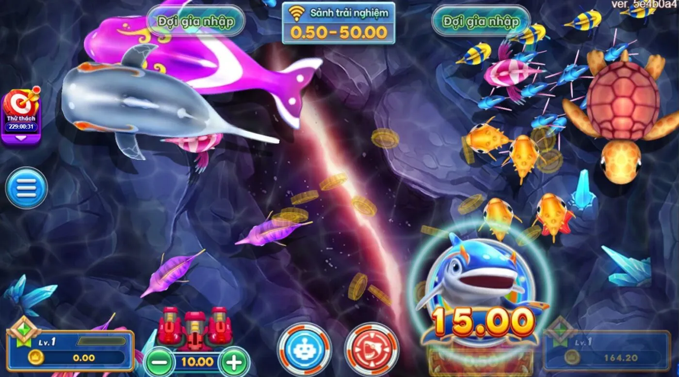 Màn hình hiển thị đàn cá và sinh vật biển di chuyển liên tục